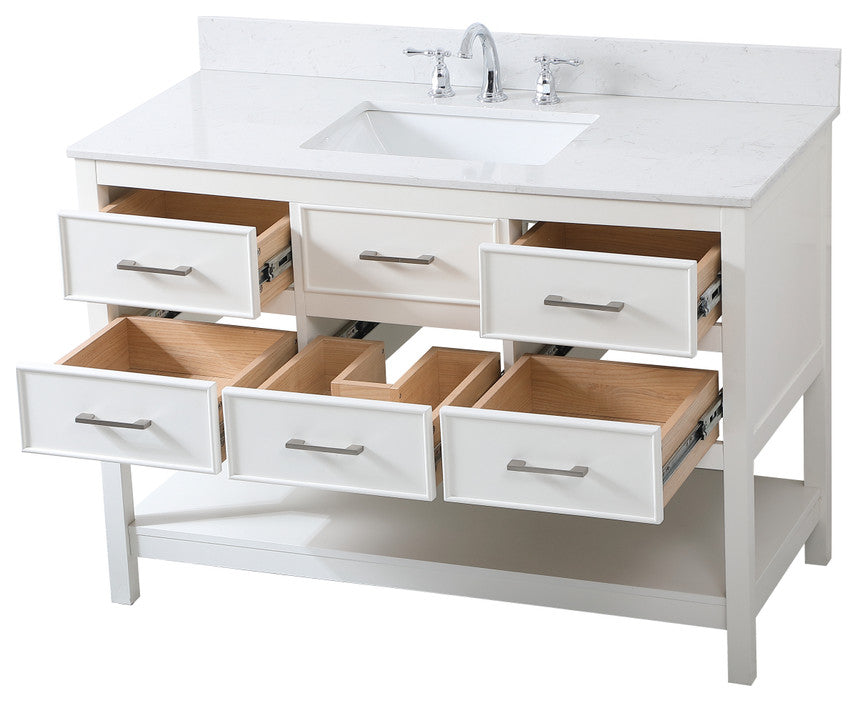 Skylar 48" Single Bathroom Vanity, White, With Backsplash