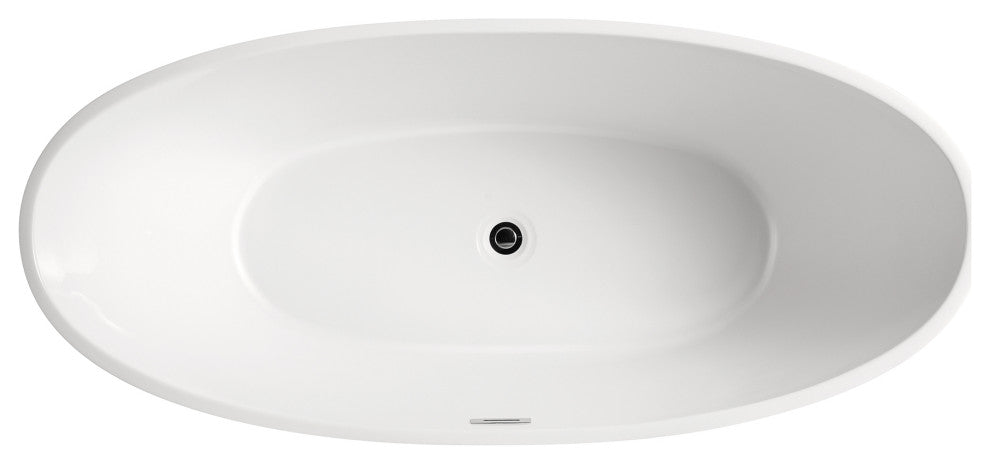 Acrylic Freestanding Oval Bathtub With Drain and Overflow Cover, 67"