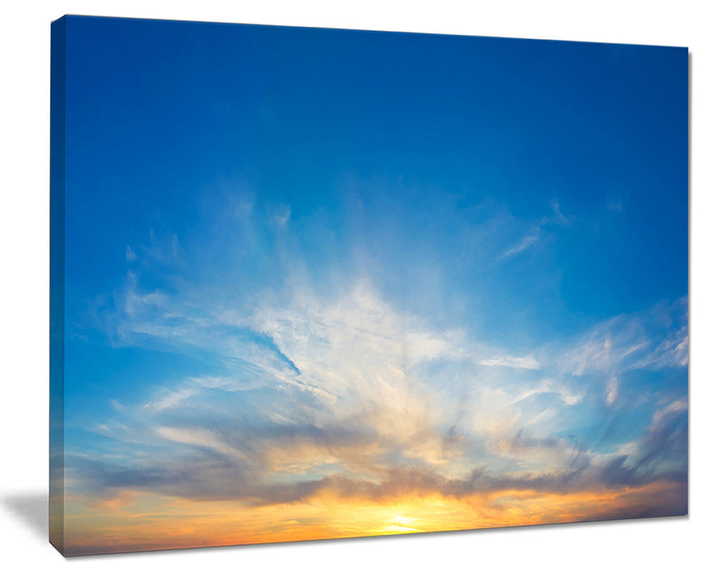 "Bright Blue Evening Sky Panorama" Contemporary Landscape Canvas Art, 40"x30"