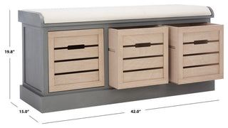Safavieh Briar 3 Drawer Storage Bench, Distressed Grey/Sand