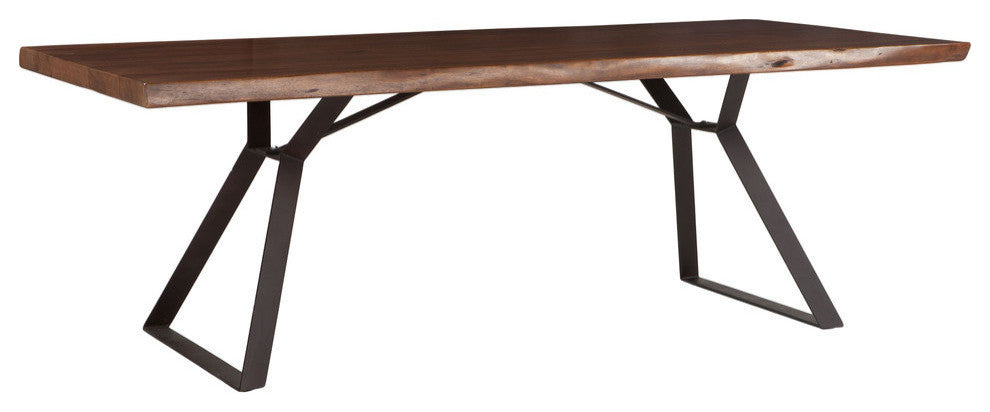 Nottingham 94-Inch Acacia Wood Live Edge Dining Table in Walnut Finish