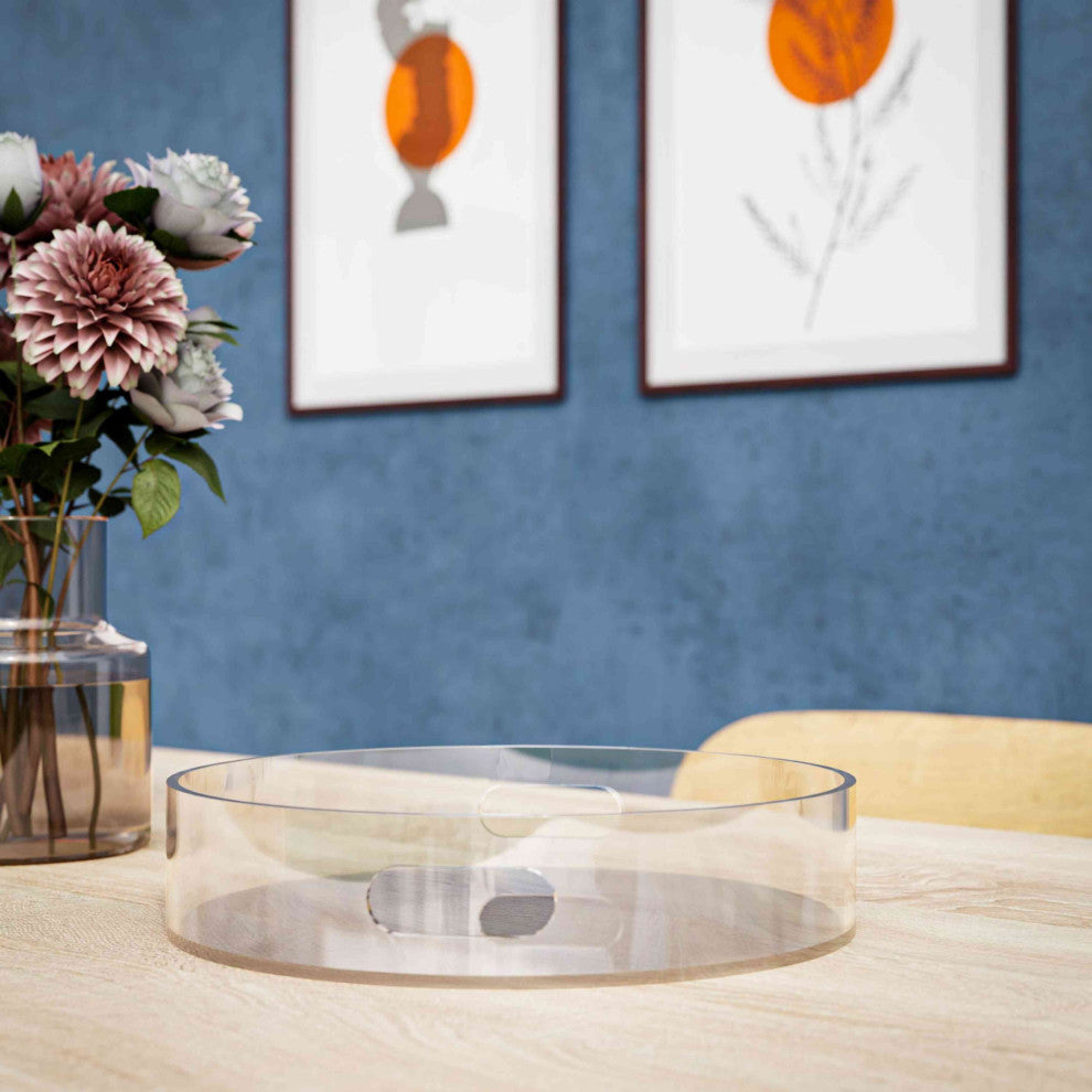 Cortesi Home Pyrite Acrylic Round Tray With Handles, 12"
