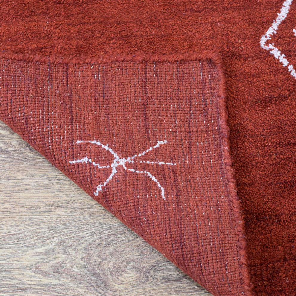 HAND KNOTTED LOOM SILK ECO-FRIENDLY RUG-6'x9',Rectangle,Red White,Contempor