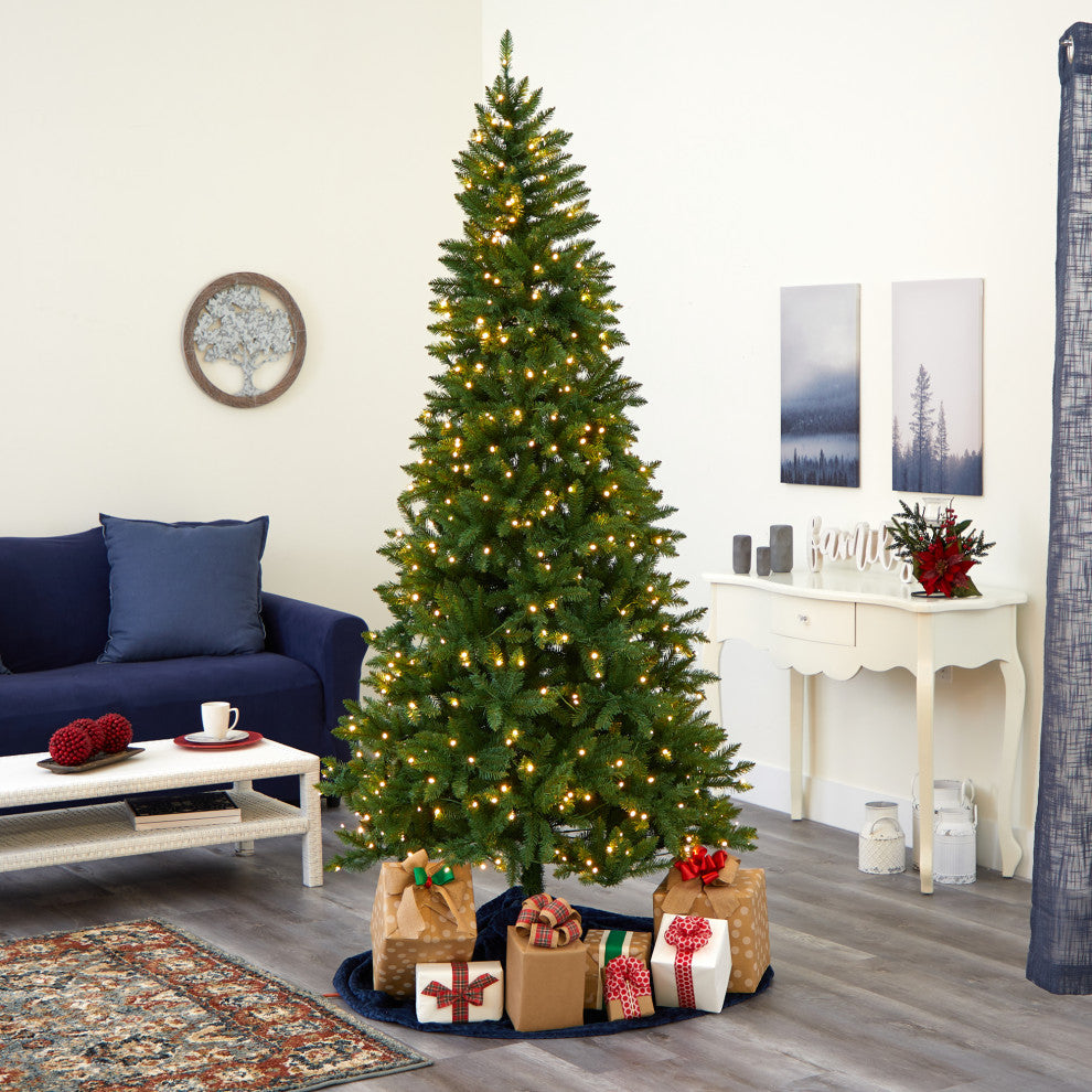 7.5' Green Valley Fir Artificial Christmas Tree With 500 Clear LED Lights
