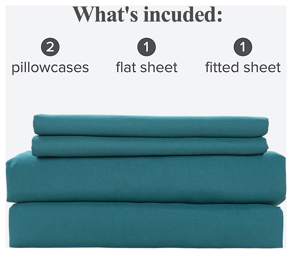 Serenta Greek Key Embroidered Microfiber 4 Piece Bed Sheet Set, Dark Teal, Twin