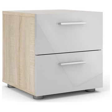 3PC Set Engineered Wood 2 Nightstands and 1 Double Dresser in Oak and White