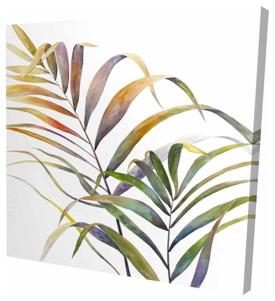 Watercolor Tropical Palm Leaves, Fine Art Gallery Wrapped Canvas, 24"x24"