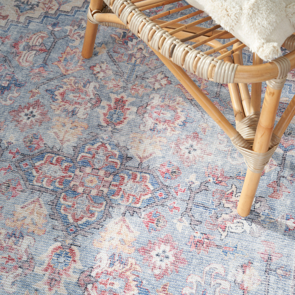 Nicole Curtis Nc Series 1 5' x 7' Blue/Multicolor Machine Washable Area Rugs