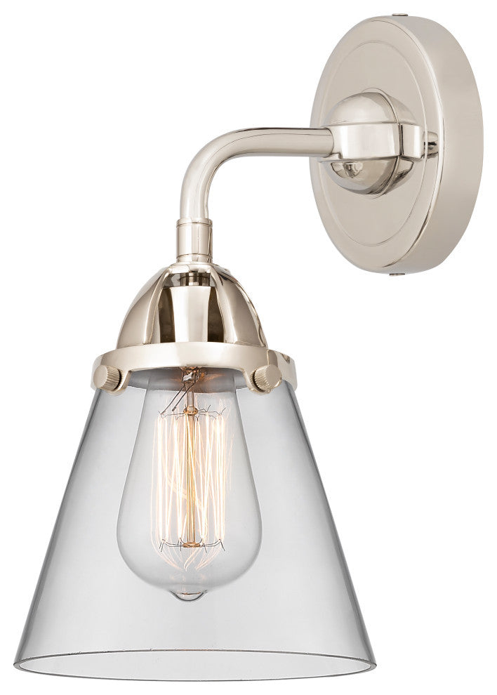 Small Cone Sconce, Polished Nickel, Clear, Clear