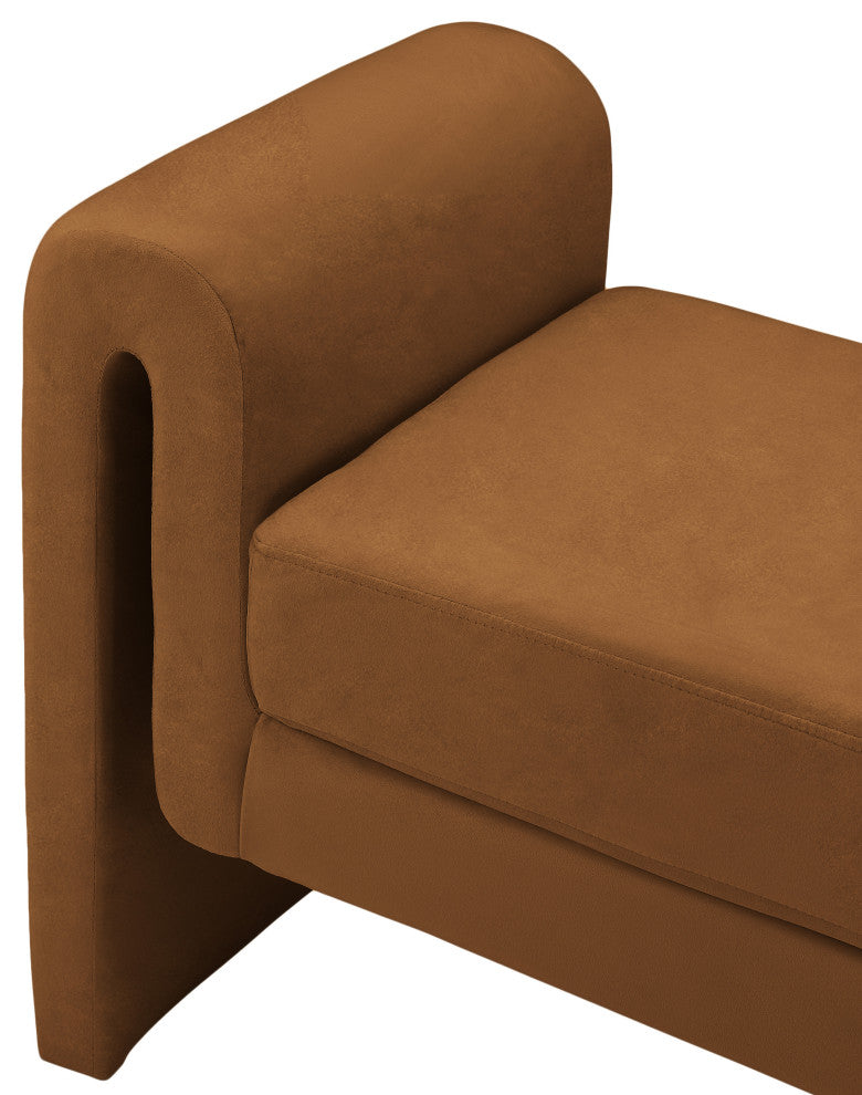 Sloan Velvet Upholstered Bench, Saddle, 31.5" Wide
