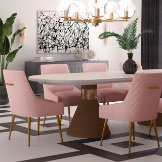 Beatrix Pleated Blush Velvet Side Chair - Blush