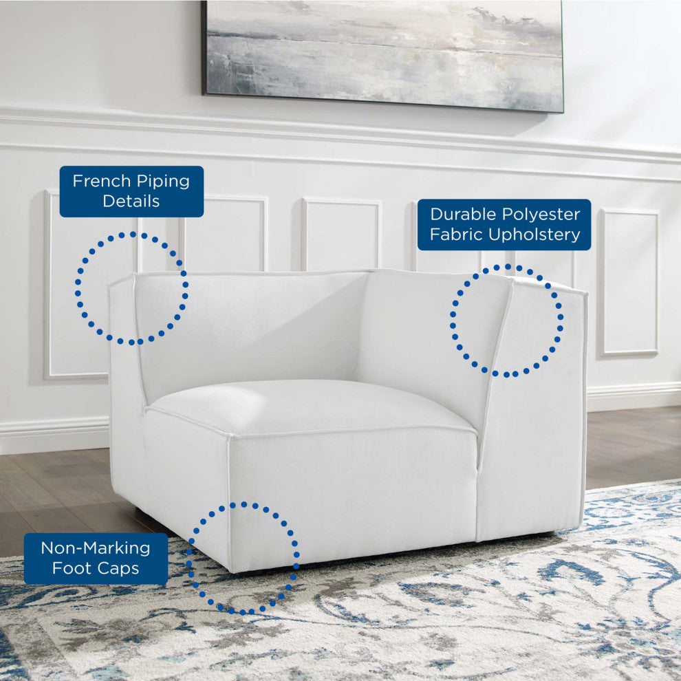 Sofa Corner Chair, Fabric, White, Modern, Living Lounge Hotel Lobby Hospitality