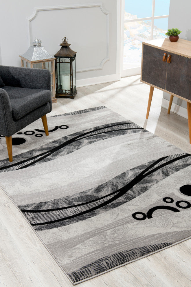Rug Branch Modern Geometric Grey Black Indoor Area Rug - 6''x9''