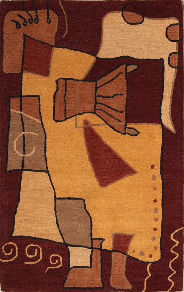 Transitional Hand-Tufted Indian Oriental Oriental Area Rug, Multi, 3x5'