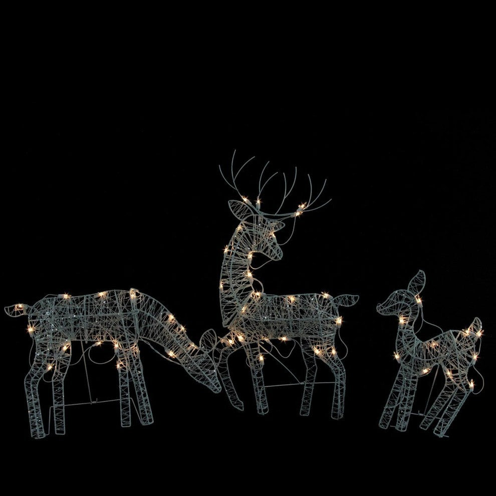 White Fawn and Reindeer Christmas Decoration, 3-Piece Set
