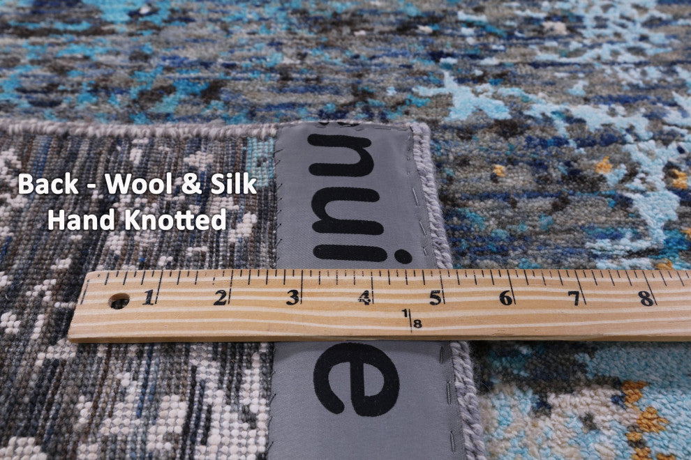 7' 11" X 9' 10" Modern Hand Knotted Wool & Silk Rug - Q13508