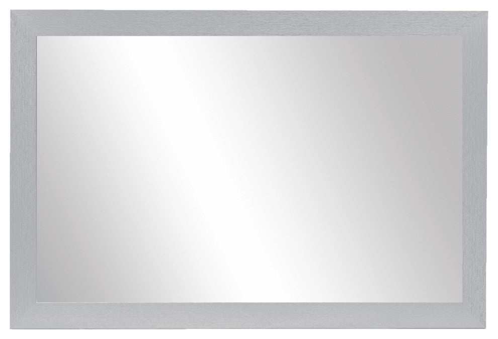 Meade Framed Wall Mirror, Brushed Silver, 28"x60"