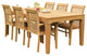 7-Piece Outdoor Teak Dining Set: 122" Rectangle Table, 6 Mas Stacking Arm Chairs