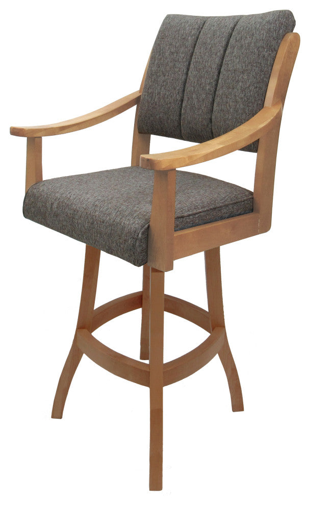 Swivel Counter Wood Bar Stool Casa on S-Base, Mojave Grey - Natural, 26"