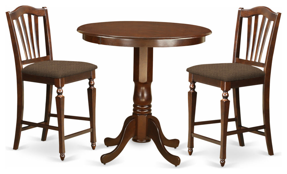 3 Pc Dining Counter Height Set - Kitchen Dinette Table, 2 Counter Height Stool