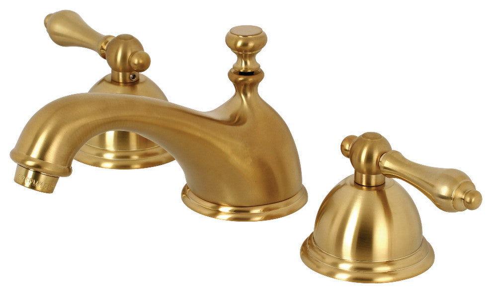 Kingston Brass Widespread Bathroom Faucet With Brass Pop-Up, Brushed Brass