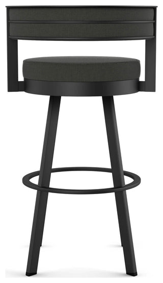 Amisco Browser Swivel Counter and Bar Stool, Charcoal Grey Polyester / Black Metal, Counter Height