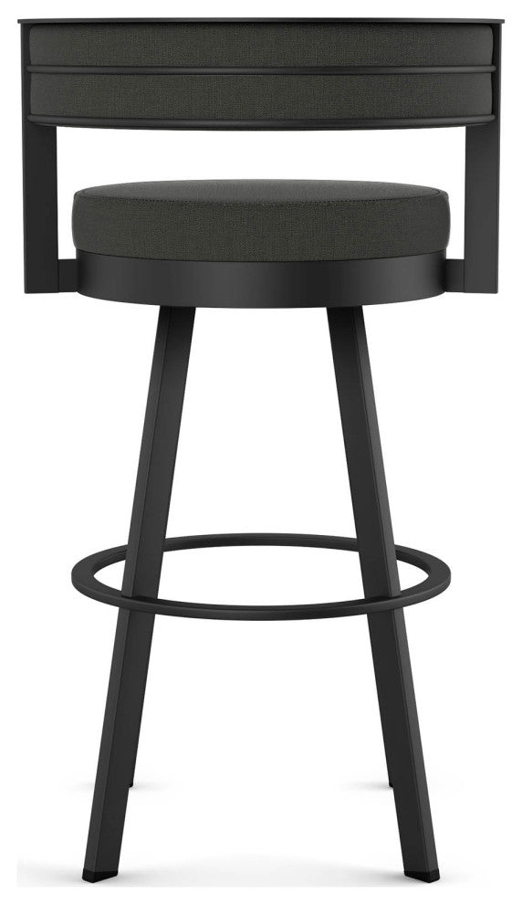 Amisco Browser Swivel Counter and Bar Stool, Charcoal Grey Polyester / Black Metal, Counter Height