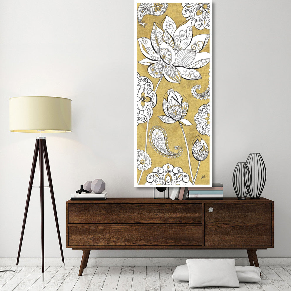 "Color my World Lotus III Gold" Print by Daphne Brissonnet, 32"x77"