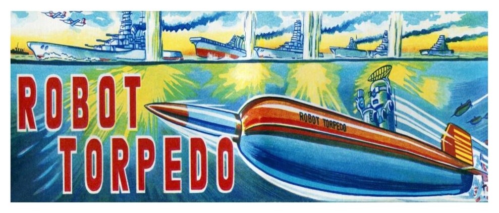 "Robot Torpedo" Digital Paper Print by Retrotrans, 38"x16"