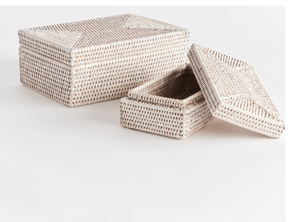 Burma Rattan Rectangular Lidded Boxes