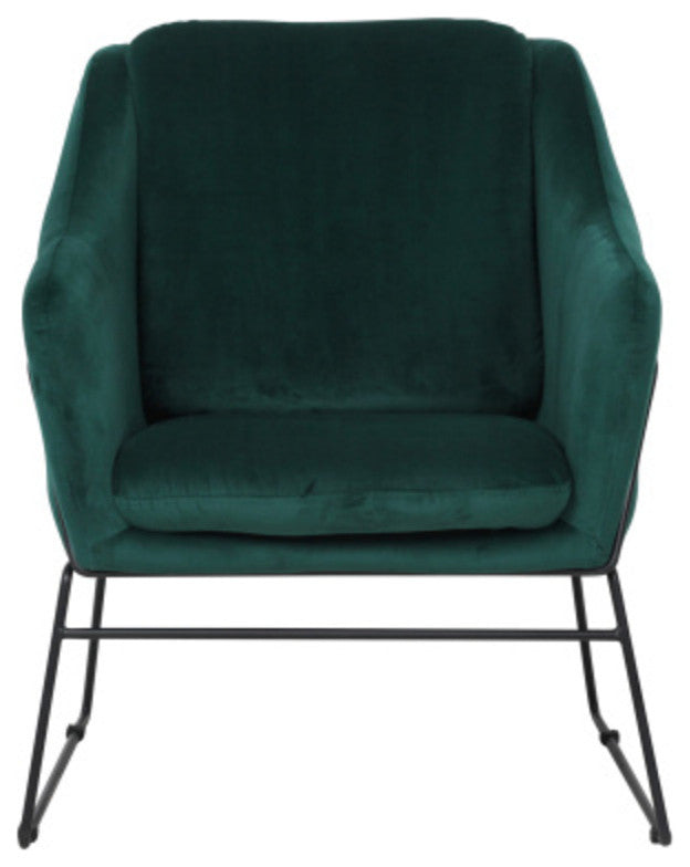 LeisureMod Harmony Velvet Accent Armchair Emerald Green