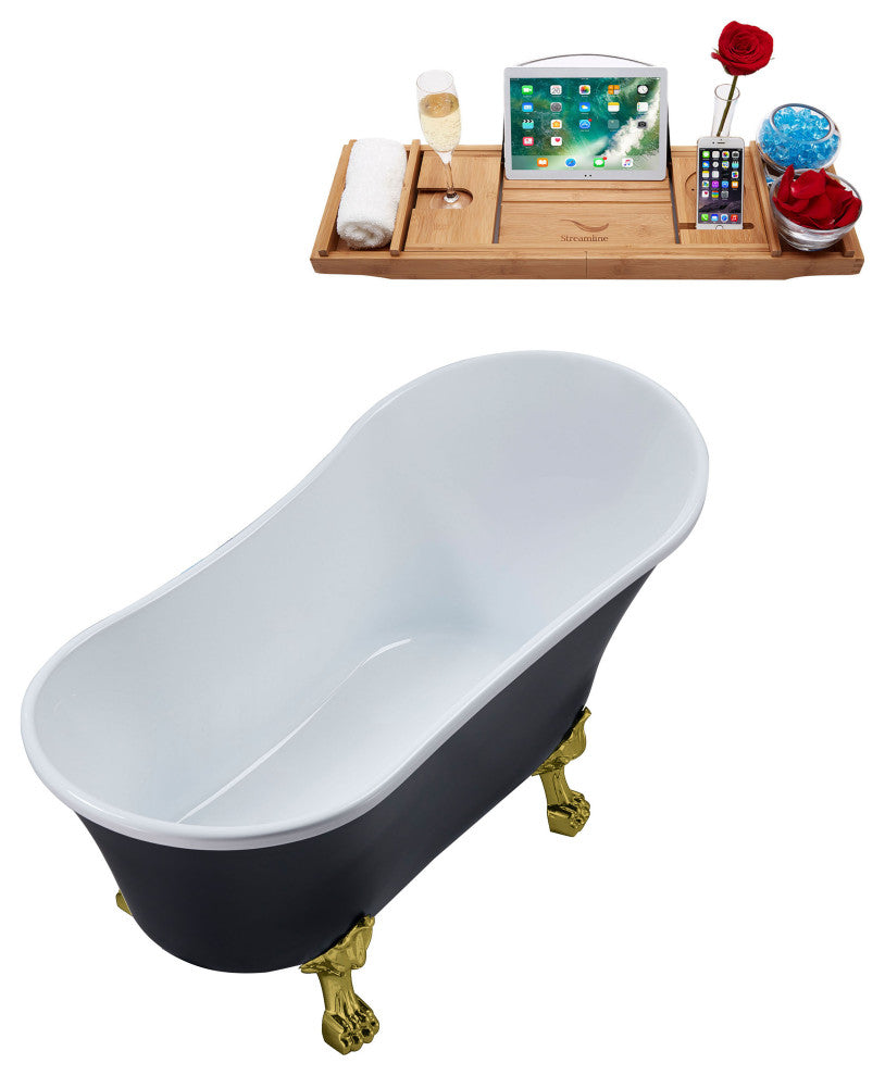 67" Streamline N367BGL-IN-BGL Clawfoot Tub and Tray With Internal Drain