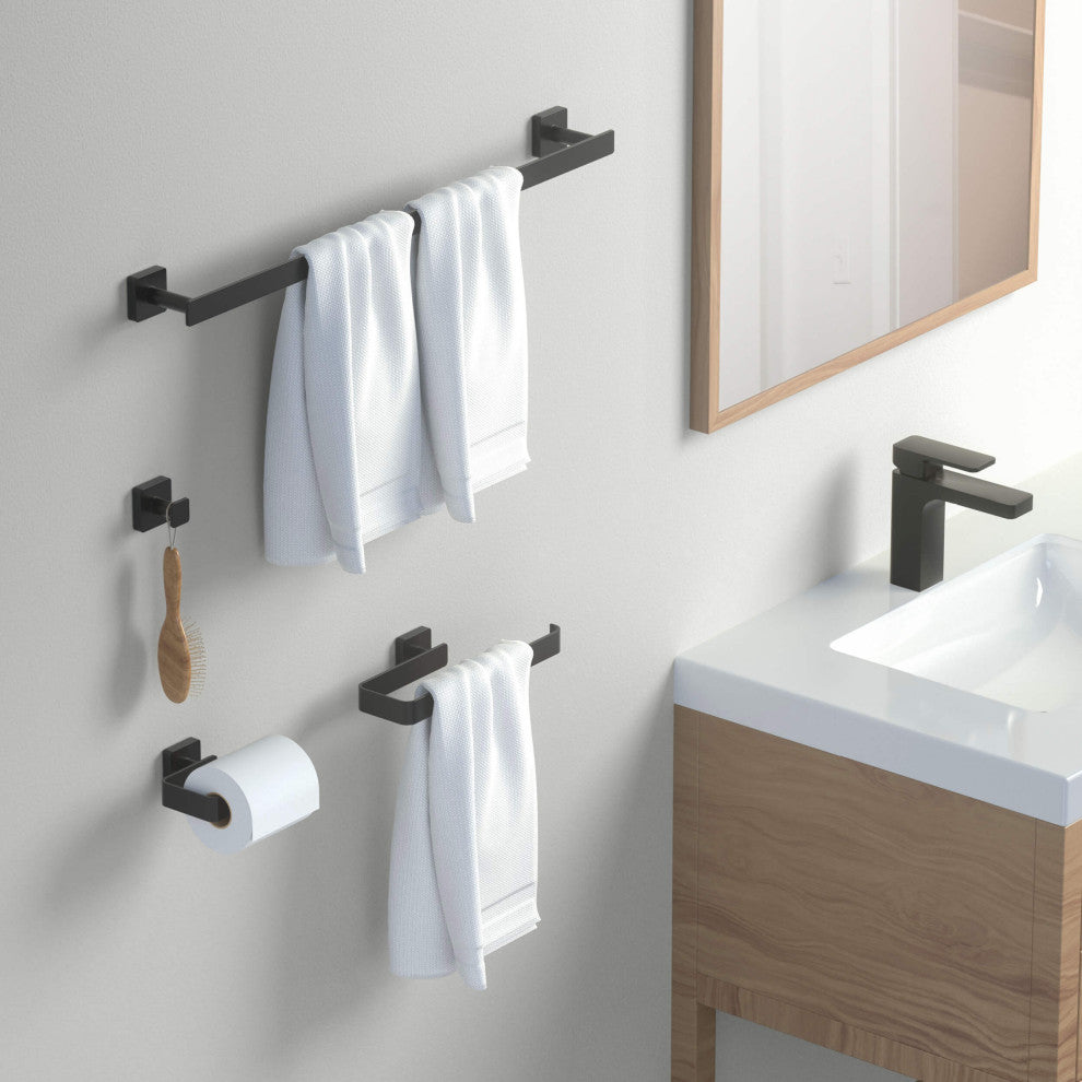 Blaze 4 Piece Bathroom Hardware Set, Matte Black