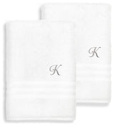 Denzi Bath Towels With Monogrammed Letter, Set of 2, K