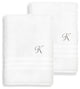 Denzi Bath Towels With Monogrammed Letter, Set of 2, K
