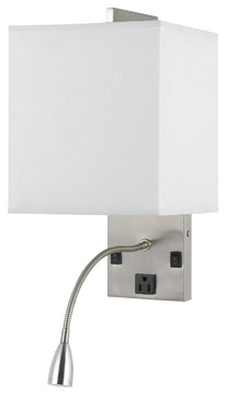 Benzara BM224635 Metal Wall Lamp, Rectangular Shade & Gooseneck Reading Light