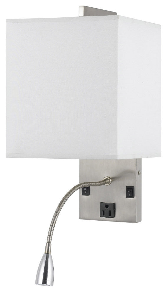Benzara BM224635 Metal Wall Lamp, Rectangular Shade & Gooseneck Reading Light
