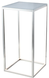 Aluminum LED Side Table With Glass Top, Nickel