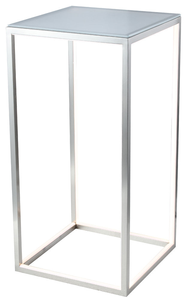Aluminum LED Side Table With Glass Top, Nickel