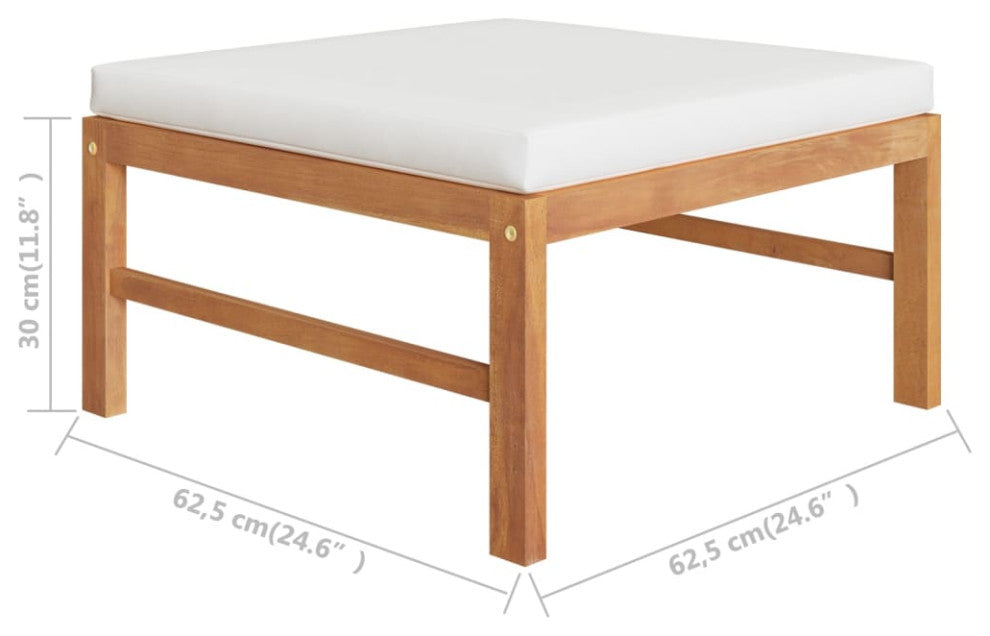vidaXL 3 Piece Patio Lounge Set With Cream Cushions Teak Wood