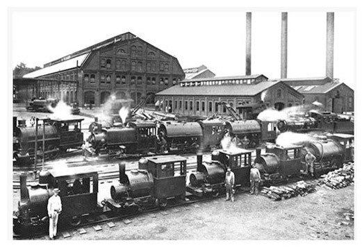 Trains Near Factories, Philadelphia, Pa - Fine Art Giclee Print 24" x 36"