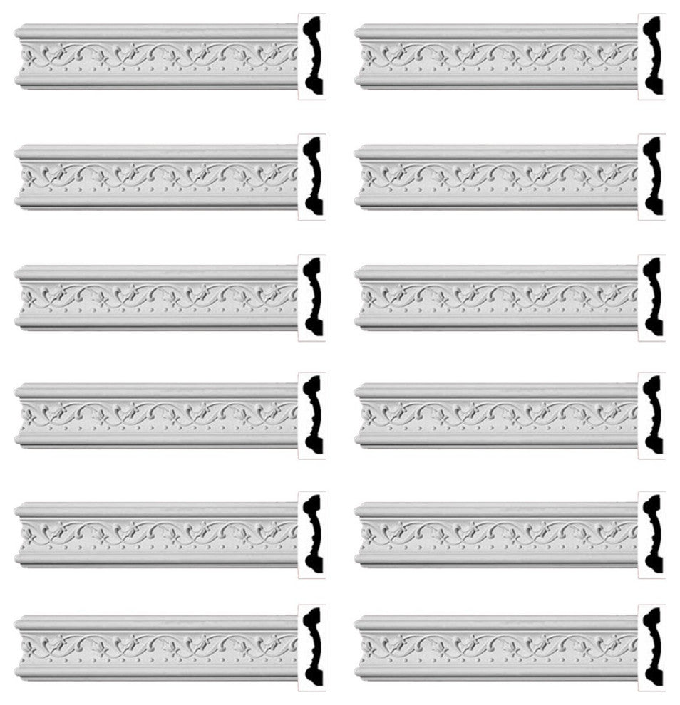 Crown Molding White Urethane Beacon Hill Ornate  12 Pieces Totaling 1152" Length
