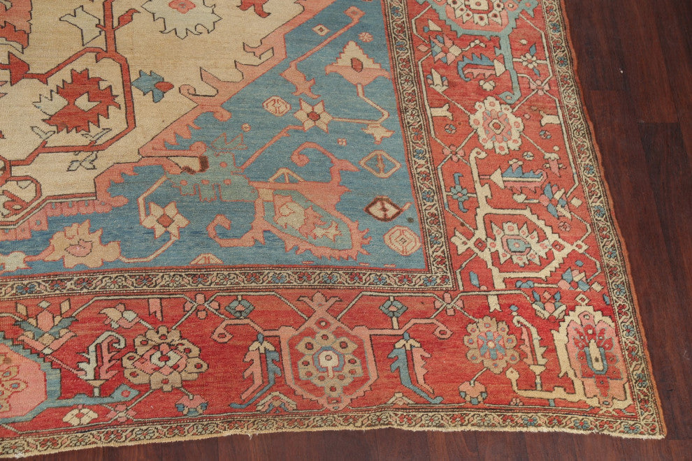 Consigned, Antique Handmade Faded Traditional Persian Area Rug, Green, 11x15