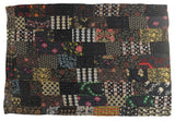 Dark Night Kantha Throw Blanket