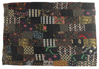 Dark Night Kantha Throw Blanket