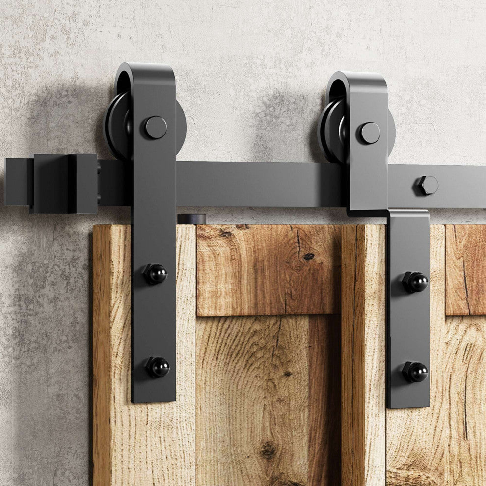 Sliding Barn Door Hardware Kit Single Track Bypass, Classic, 9'