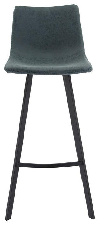 LeisureMod Elland Modern Upholstered Leather Bar Stool With Iron Legs &...