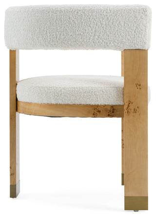 Modrest Letha Modern Cream Fabric + Burl Dining Chair