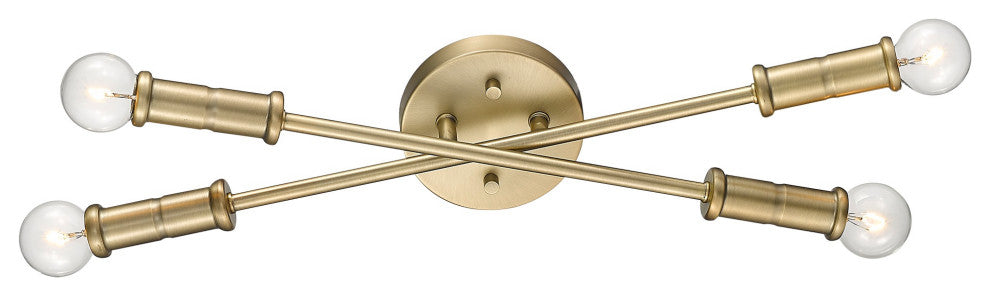 4 Light Simple Vanity Sconce for Wall Mount in Aged Brass