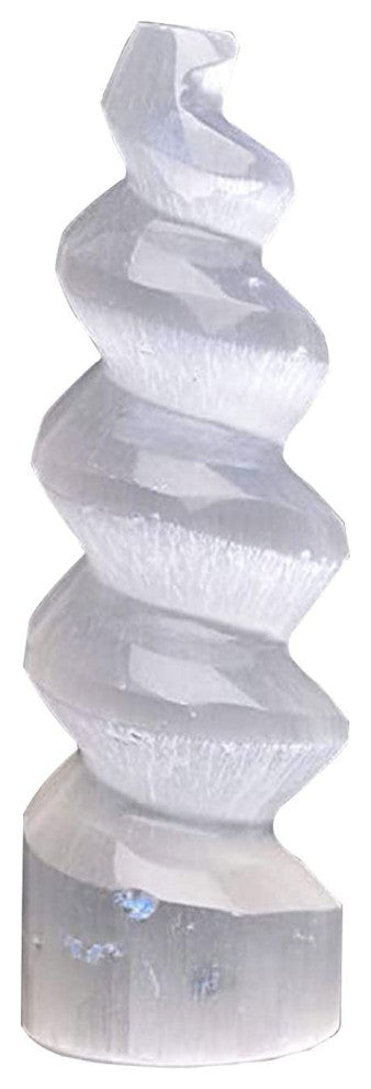 Selenite Crystal Tower Spiral Medium, Healing Stones & Home Decoration - 1 PC